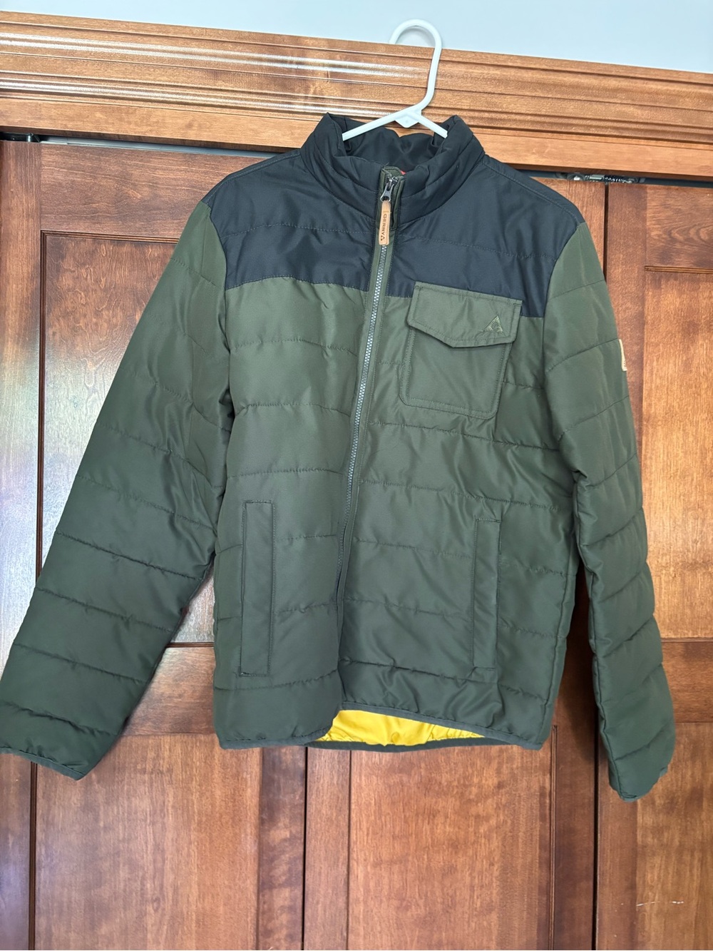 Gerry Weber Olive Green Quilted Puffer Jacket with Black Yoke